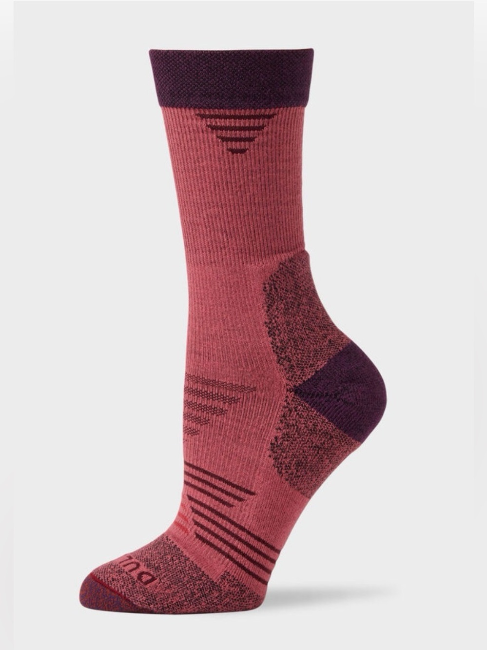 Duluth 7-Year Lightweight Performance Crew Socks 2 pair Grey/Maroon Large NWT